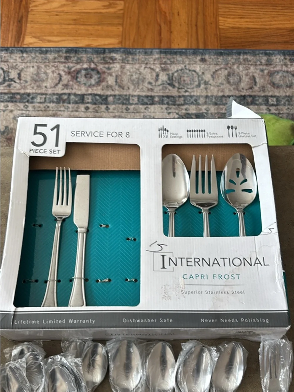 International Capri Frost 51-Piece Stainless Steel Flatware Set - missing 3 PCs